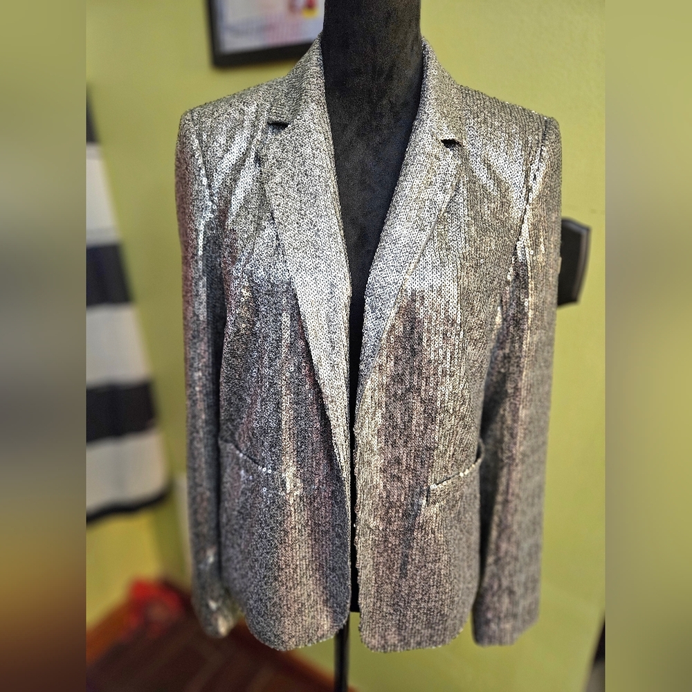 NWOT Michael Kors Silver Sequin Women's Blazer